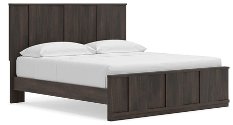 Shaehartin Dark Brown King Panel Platform Bed from Ashley - Luna Furniture