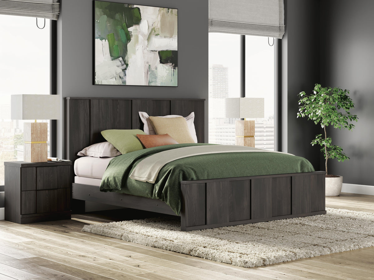 Shaehartin Dark Brown King Panel Bed from Ashley - Luna Furniture