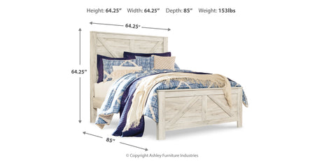 Bellaby Whitewash Crossbuck Queen Panel Bed from Ashley - Luna Furniture