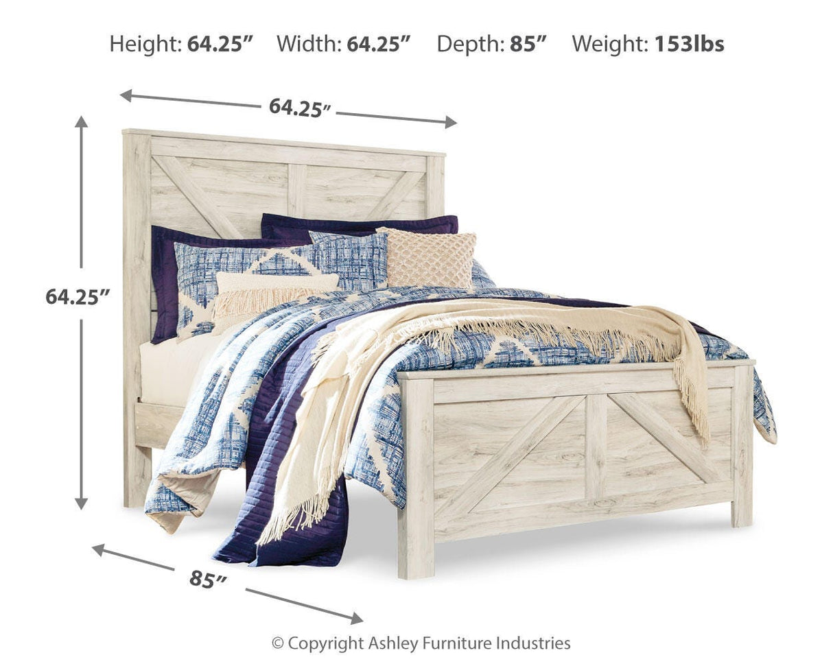 Bellaby Whitewash Crossbuck Queen Panel Bed from Ashley Furniture - Luna Furniture