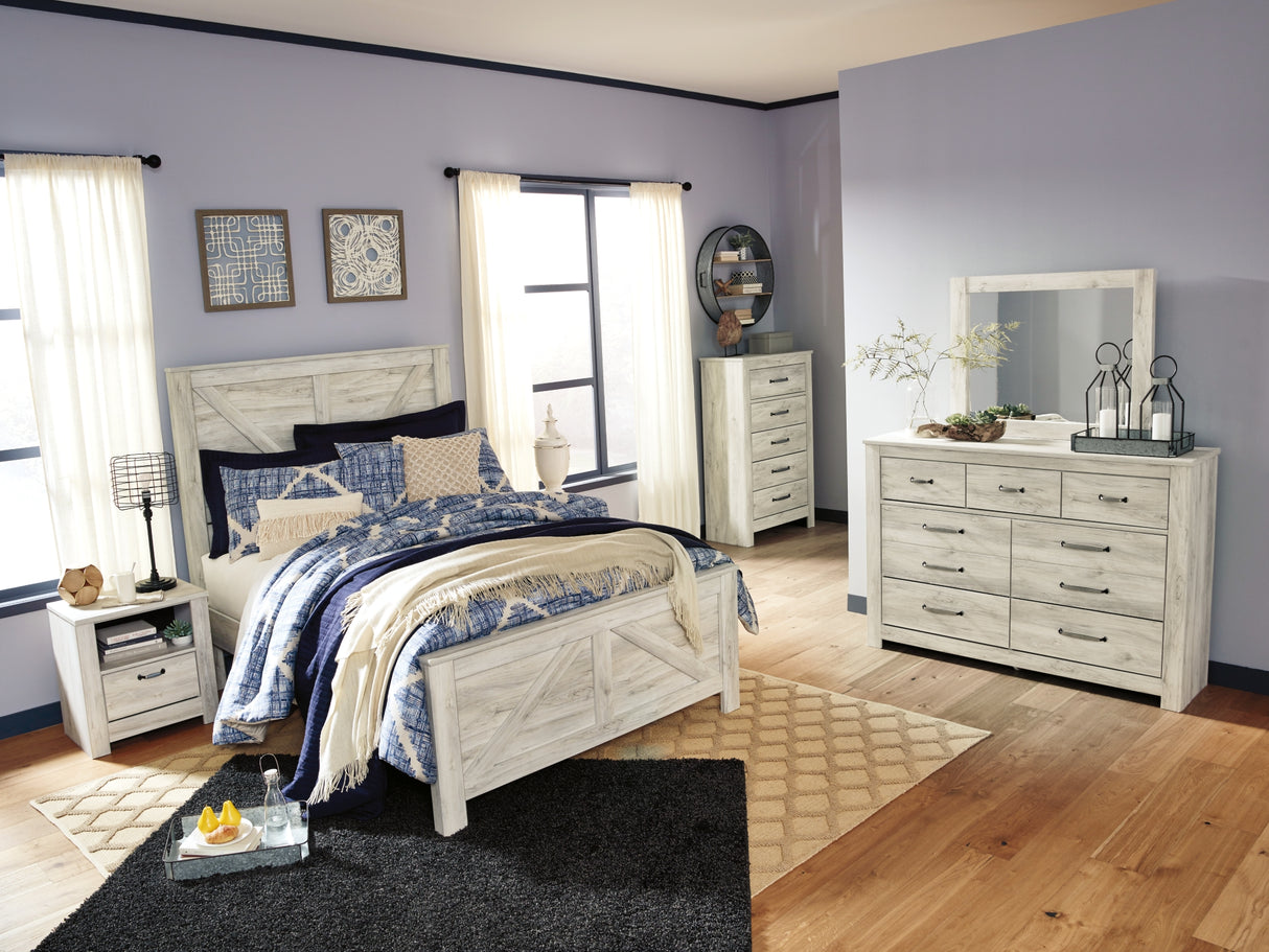Bellaby Whitewash Crossbuck Queen Panel Bed from Ashley Furniture - Luna Furniture