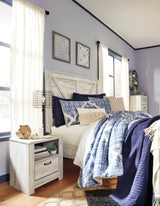 Bellaby Whitewash Crossbuck Queen Panel Bed from Ashley Furniture - Luna Furniture