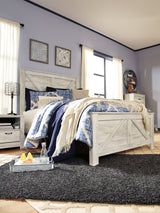 Bellaby Whitewash Crossbuck Queen Panel Bed from Ashley Furniture - Luna Furniture