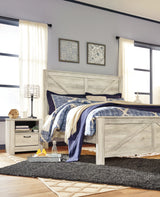Bellaby Whitewash Crossbuck King Panel Bed from Ashley Furniture - Luna Furniture