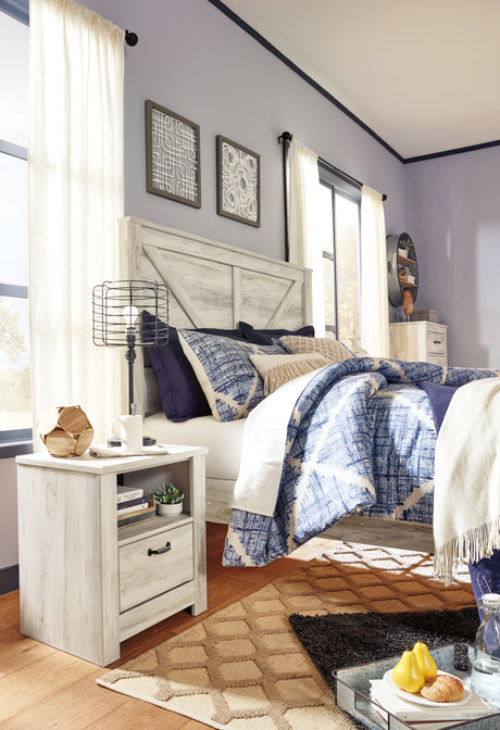 Bellaby Whitewash Crossbuck King Panel Bed from Ashley - Luna Furniture