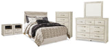 Bellaby Chipped White Queen Panel Headboard, Dresser, Mirror, Chest and 2 Nightstands from Ashley - Luna Furniture