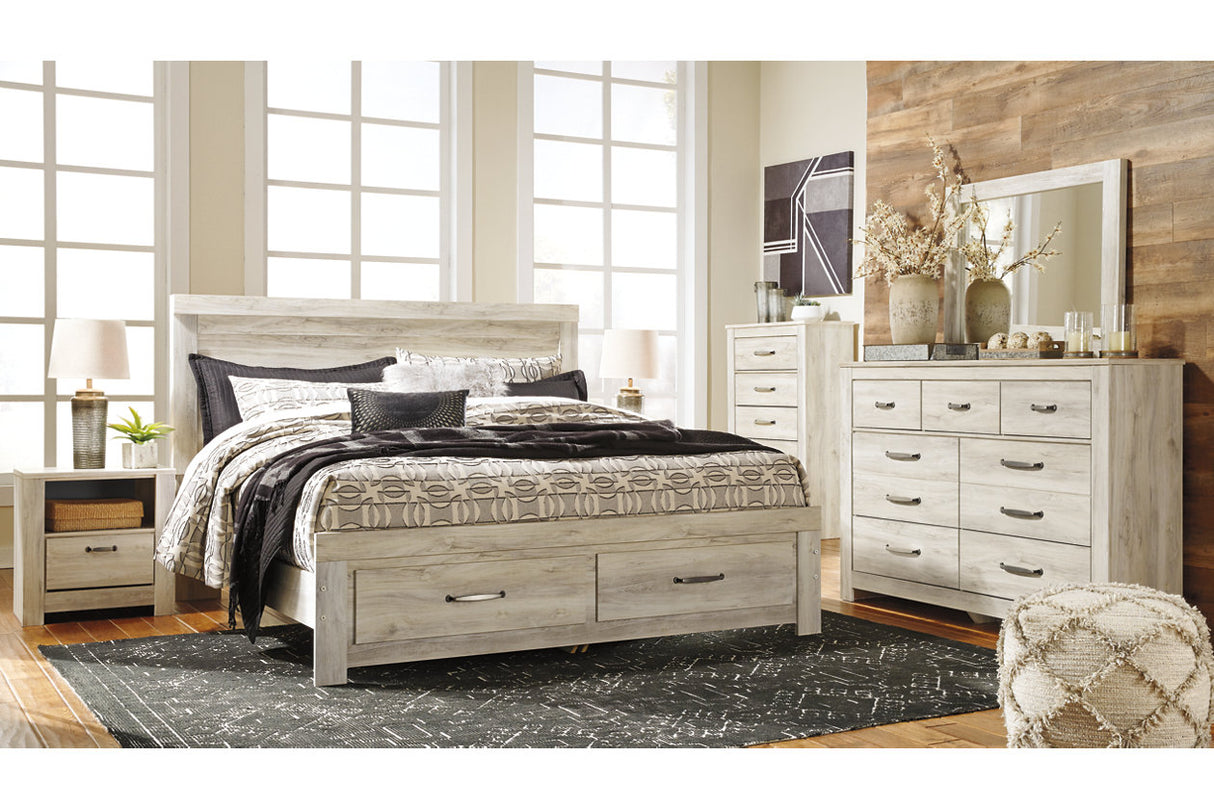Bellaby Whitewash King Storage Platform Bed from Ashley - Luna Furniture