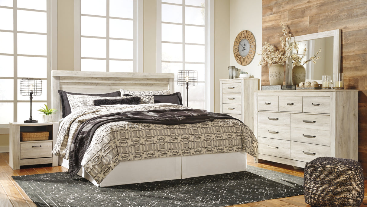 Bellaby Queen Panel Bed with 2 Nightstands in Whitewash from Ashley Furniture - Luna Furniture