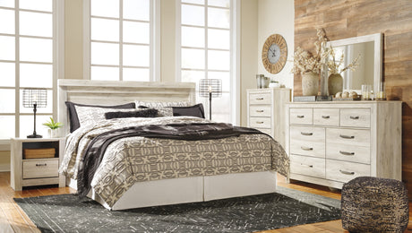 Bellaby Queen Panel Bed with 2 Nightstands in Whitewash from Ashley - Luna Furniture
