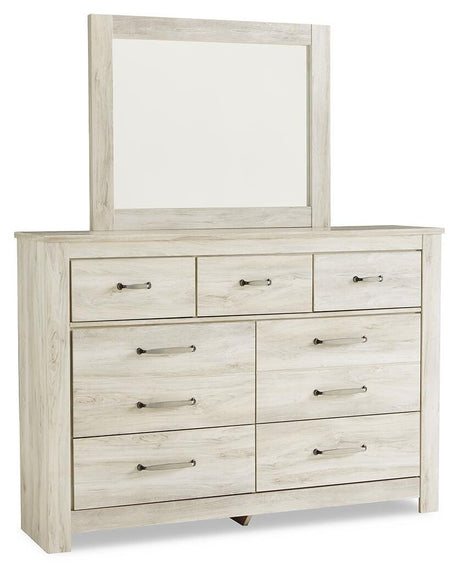 Bellaby Whitewash Queen Panel Storage Bed, Dresser and Mirror from Ashley - Luna Furniture