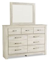 Bellaby Whitewash Queen Crossbuck Panel Bed, Dresser, Mirror and 2 Nightstands from Ashley - Luna Furniture