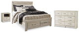 Bellaby Whitewash Queen Storage Panel Bed with Dresser and Nightstand from Ashley - Luna Furniture