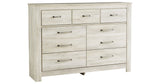 Bellaby King Crossbuck Panel Bed with Dresser in Whitewash from Ashley Furniture - Luna Furniture