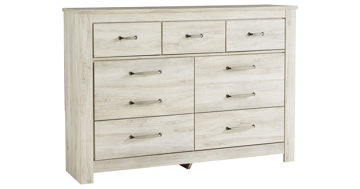 Bellaby Queen Crossbuck Panel Bed with Dresser in Whitewash from Ashley Furniture - Luna Furniture