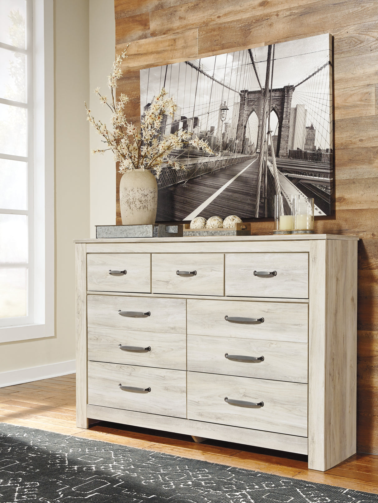 Bellaby Whitewash Queen Storage Panel Bed with Dresser and Nightstand from Ashley - Luna Furniture