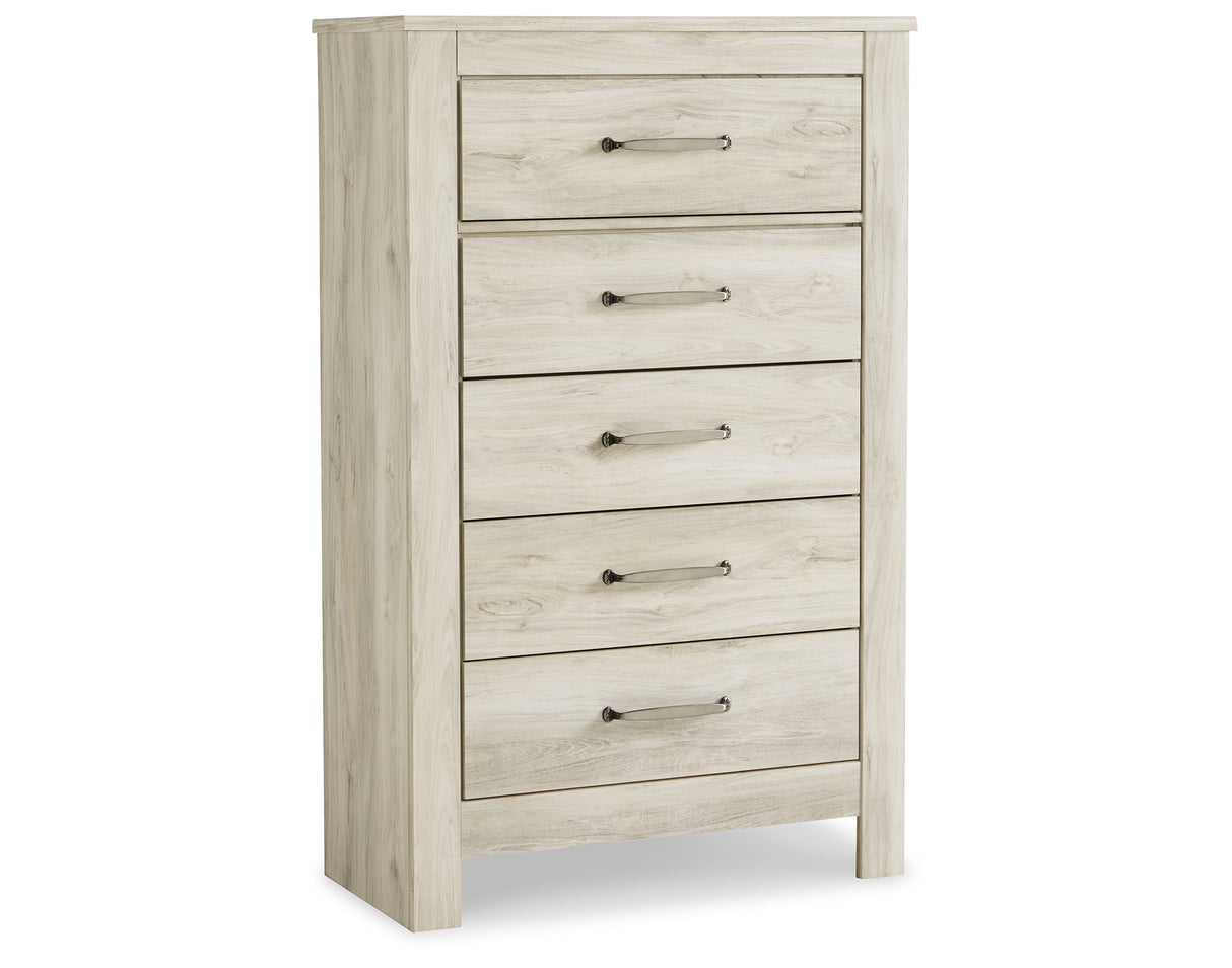 Bellaby Whitewash King Storage Bed, Dresser, Mirror, Chest and 2 Nightstands from Ashley Furniture - Luna Furniture