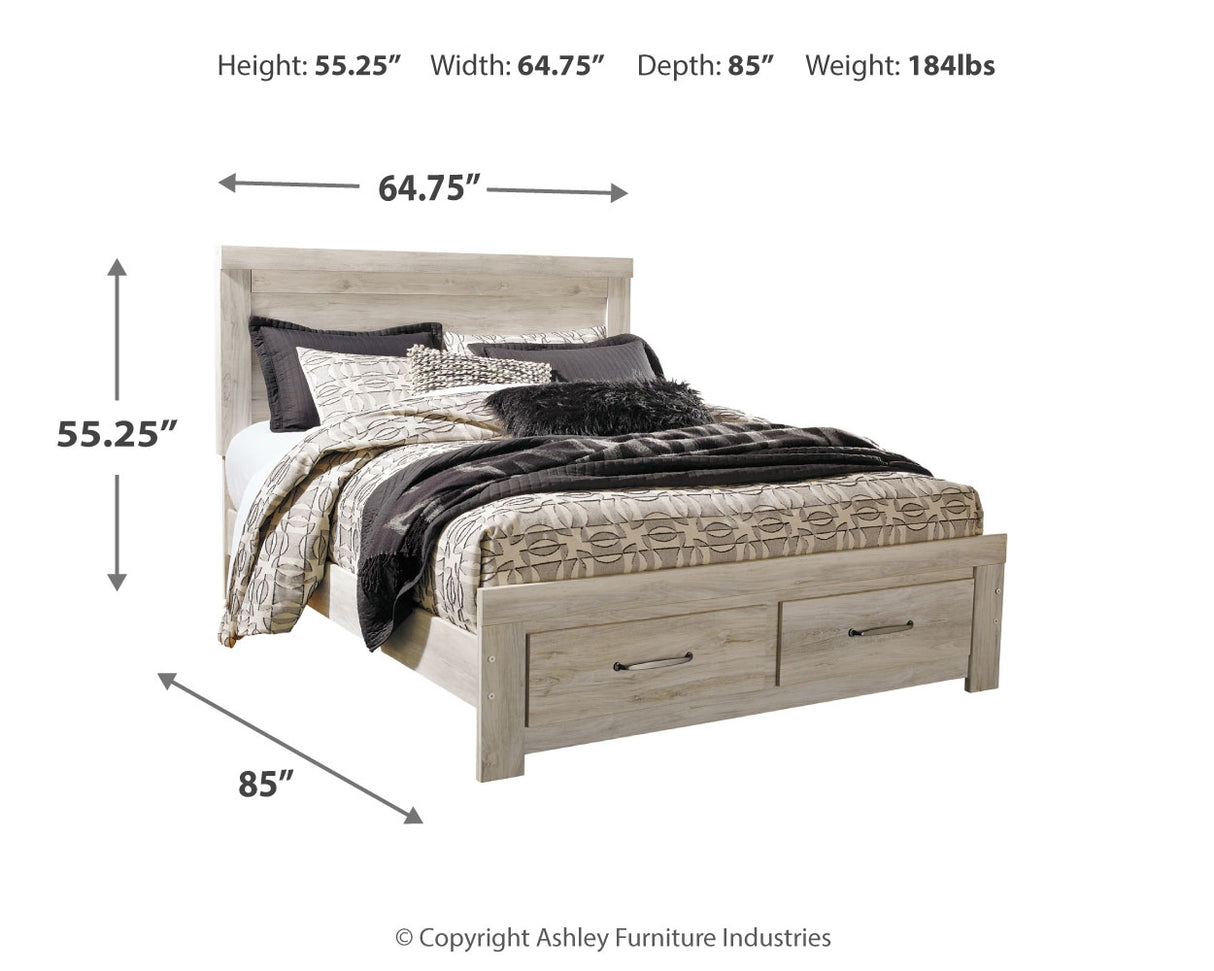 Bellaby Whitewash Queen Panel Storage Bed, Dresser, Mirror and Nightstand from Ashley - Luna Furniture