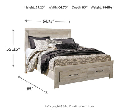 Bellaby Whitewash Queen Storage Platform Bed from Ashley - Luna Furniture