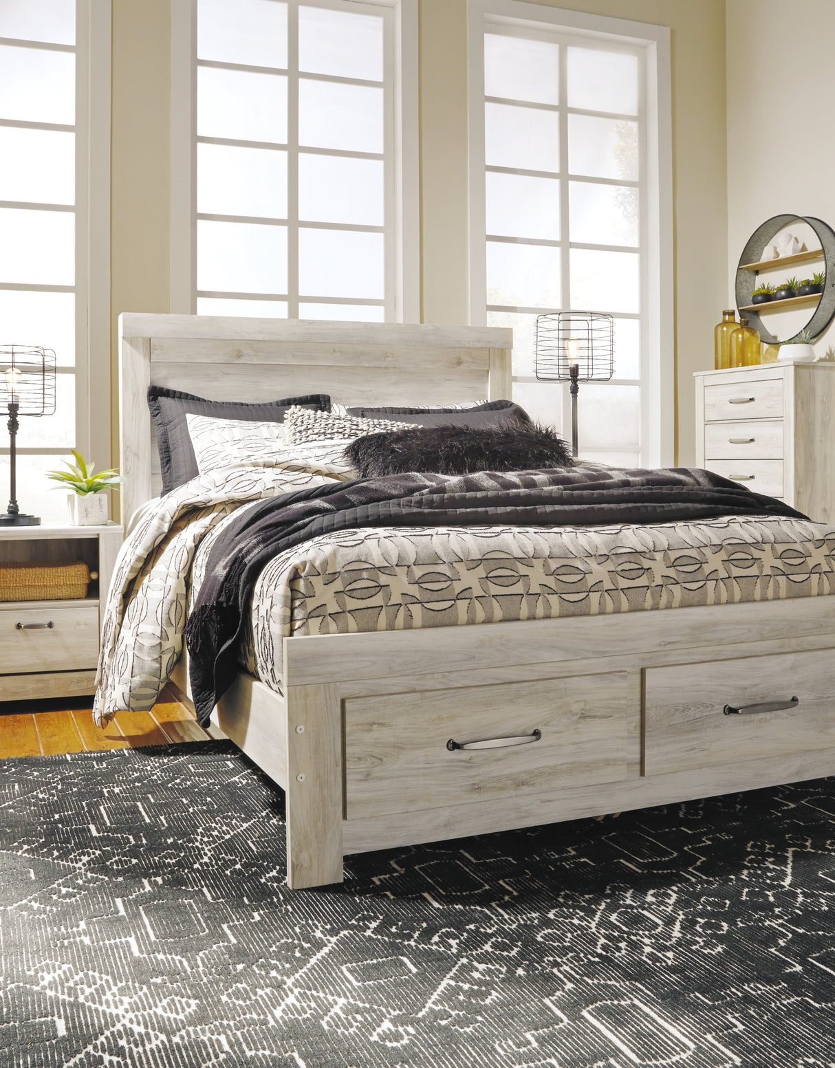 Bellaby Whitewash Queen Storage Platform Bed from Ashley Furniture - Luna Furniture