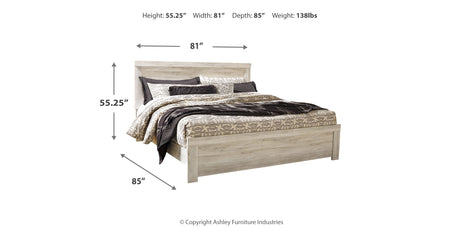 Bellaby Whitewash King Panel Bed and 2 Nightstands from Ashley - Luna Furniture