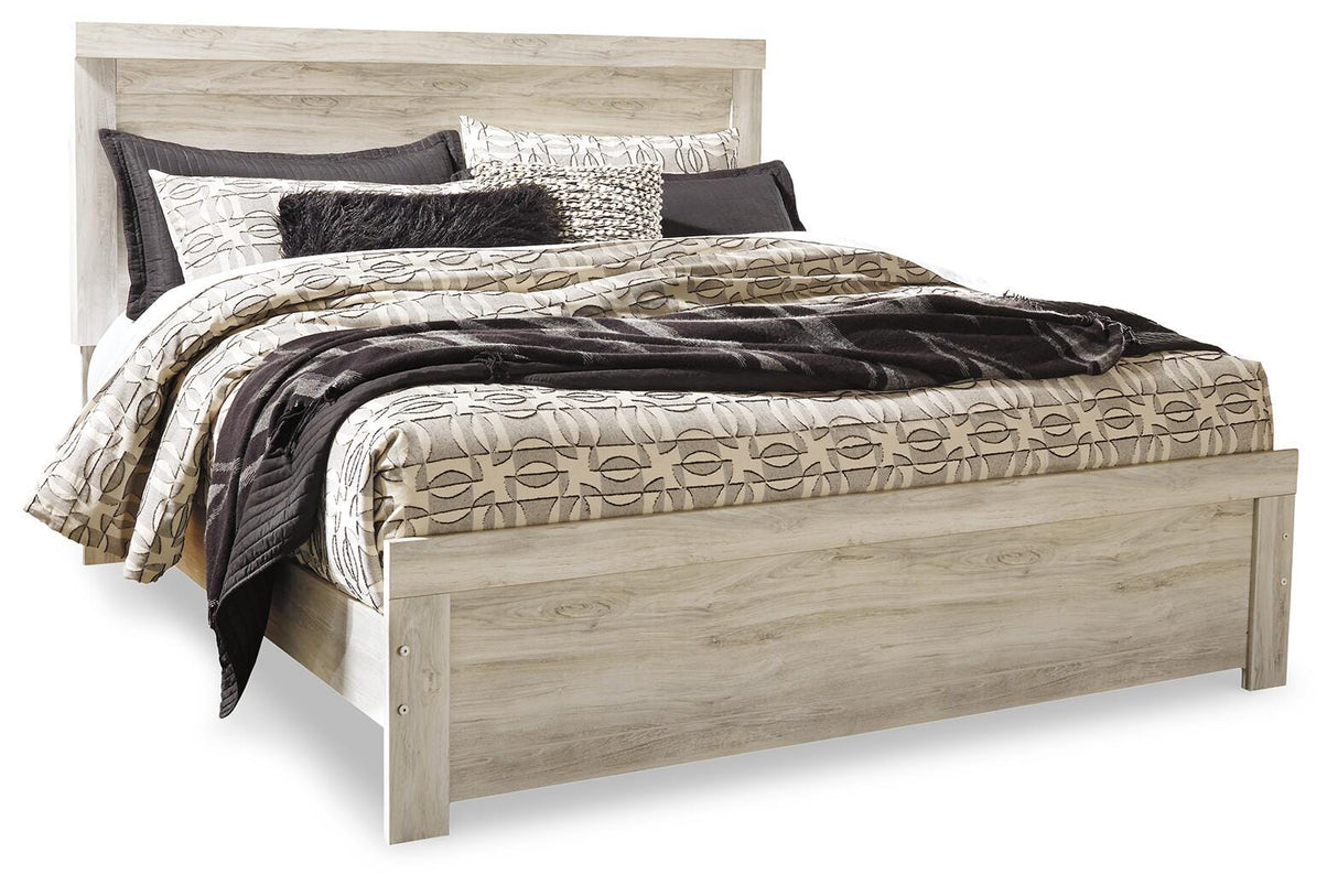 Bellaby Whitewash King Panel Bed and 2 Nightstands from Ashley - Luna Furniture
