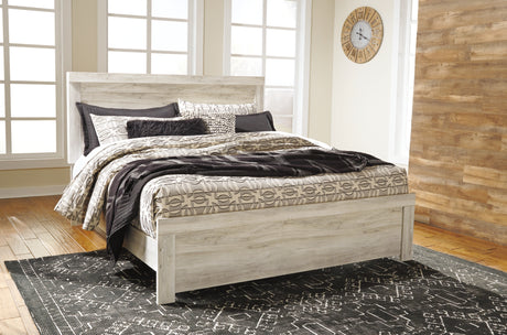 Bellaby Whitewash King Panel Bed and 2 Nightstands from Ashley - Luna Furniture