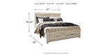 Bellaby Whitewash King Storage Bed, Dresser, Mirror, Chest and 2 Nightstands from Ashley Furniture - Luna Furniture