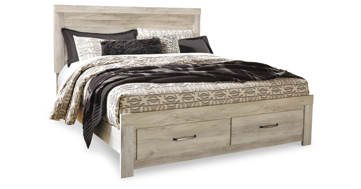 Bellaby Whitewash King Storage Bed, Dresser, Mirror, Chest and 2 Nightstands from Ashley Furniture - Luna Furniture