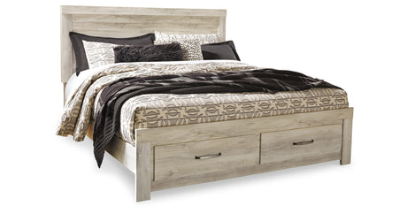 Bellaby Whitewash King Storage Bed, Dresser, Mirror, Chest and 2 Nightstands from Ashley - Luna Furniture
