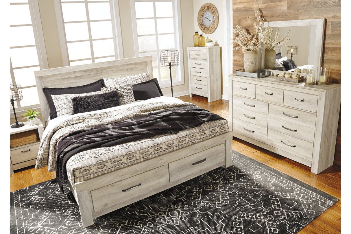 Bellaby Whitewash King Storage Platform Bed from Ashley - Luna Furniture
