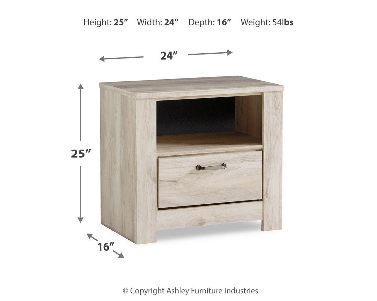 Bellaby Whitewash King Panel Bed and 2 Nightstands from Ashley - Luna Furniture