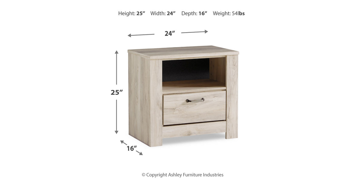 Bellaby Whitewash King Panel Storage Bed, Dresser, Mirror and 2 Nightstands from Ashley Furniture - Luna Furniture