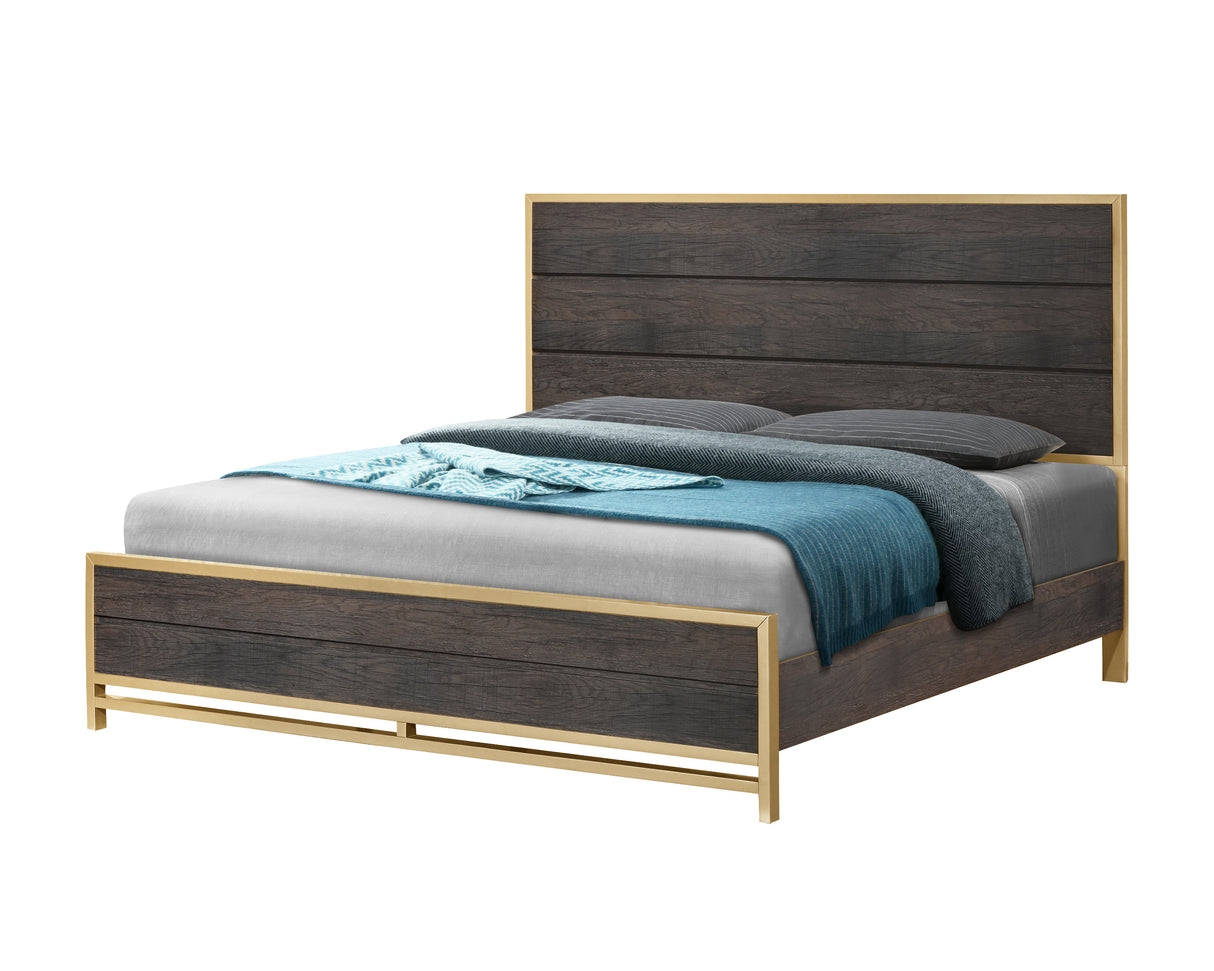 Trevor Brown/Gold King Panel Bed from Crown Mark - Luna Furniture