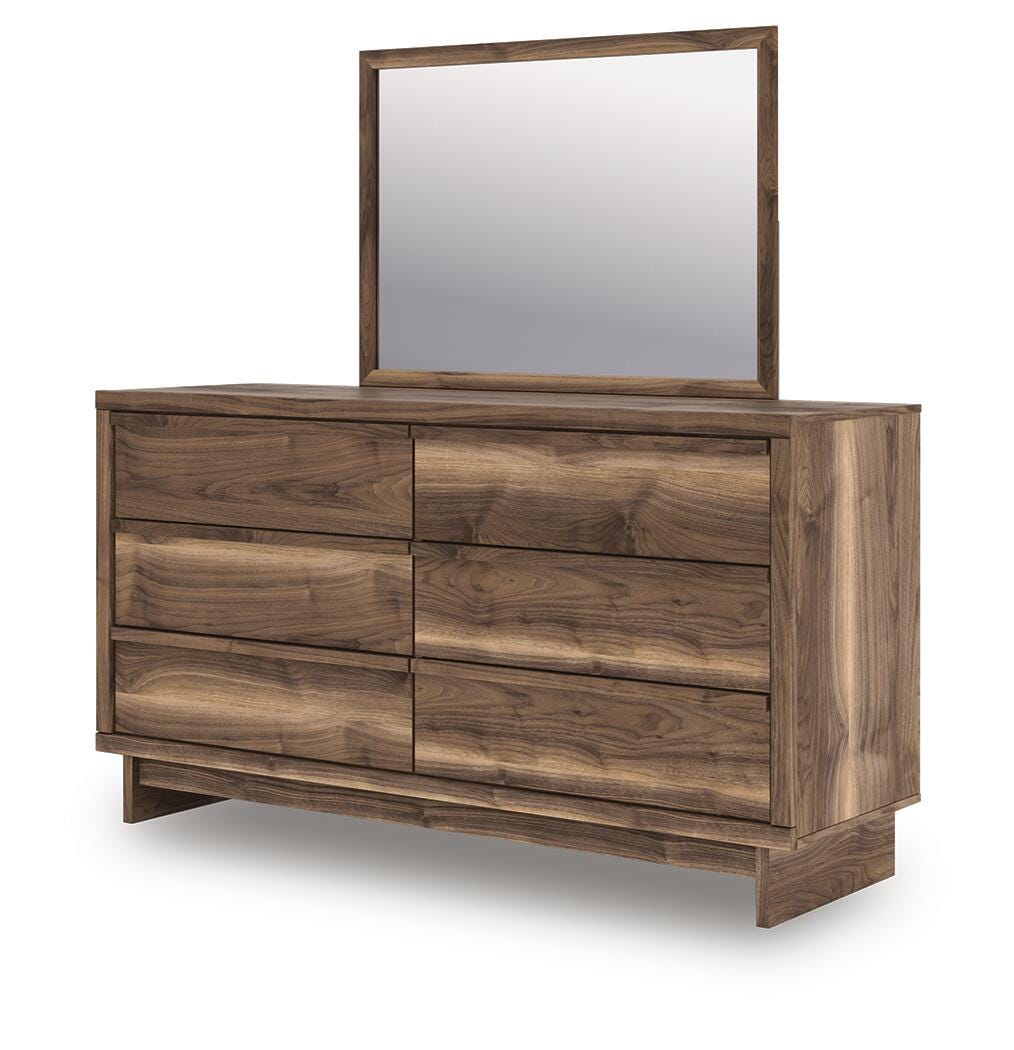 Chirason Brown Queen Bed with Mirrored Dresser from Ashley Furniture - Luna Furniture
