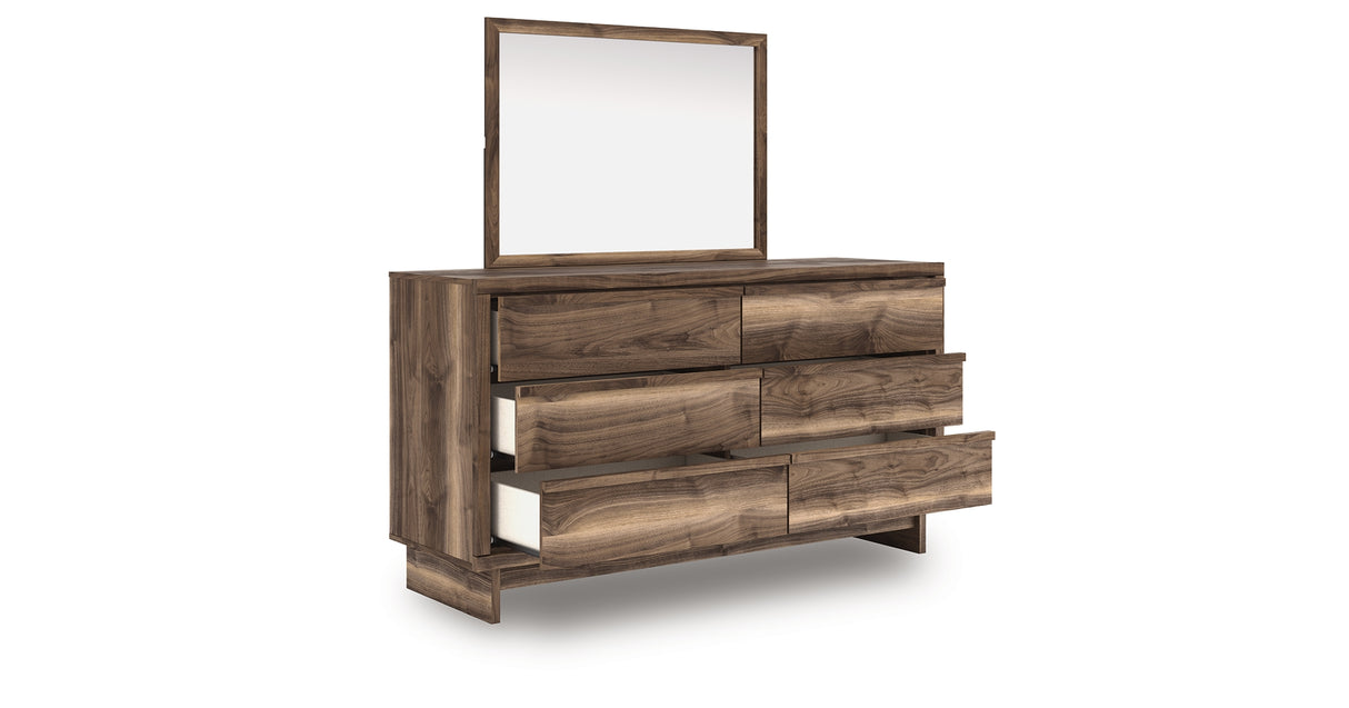 Chirason Brown Queen Bed with Mirrored Dresser from Ashley Furniture - Luna Furniture