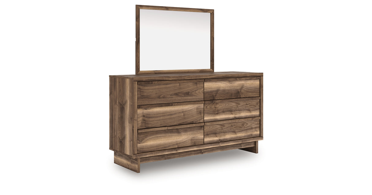 Chirason Brown Queen Bed with Mirrored Dresser from Ashley Furniture - Luna Furniture