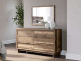 Chirason Sage Green Full Upholstered Bed with Mirrored Dresser, Nightstand and Wide Chest from Ashley Furniture - Luna Furniture