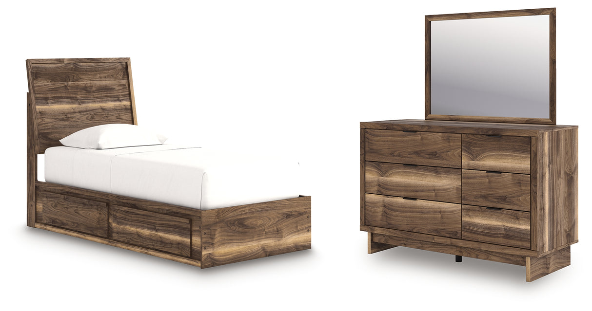 Chirason Twin Panel Bed with Storage, Dresser and Mirror from Ashley Furniture - Luna Furniture
