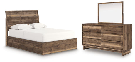 Chirason Brown Queen Bed with Mirrored Dresser from Ashley Furniture - Luna Furniture