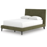 Chirason Sage Green Full Upholstered Bed with Mirrored Dresser, Nightstand and Wide Chest from Ashley Furniture - Luna Furniture