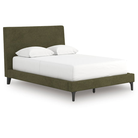 Chirason Sage Green Full Upholstered Bed with Mirrored Dresser, Nightstand and Wide Chest from Ashley Furniture - Luna Furniture