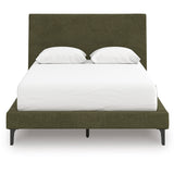 Chirason Sage Green Full Upholstered Bed with Mirrored Dresser, Nightstand and Wide Chest from Ashley Furniture - Luna Furniture