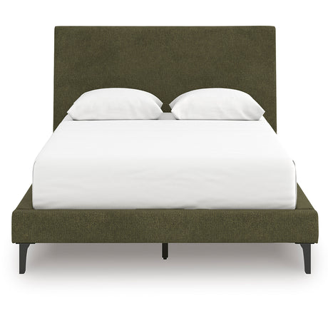 Chirason Sage Green Full Upholstered Bed with Mirrored Dresser, Nightstand and Wide Chest from Ashley Furniture - Luna Furniture