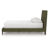 Chirason Sage Green Full Upholstered Bed with Mirrored Dresser, Nightstand and Wide Chest from Ashley Furniture - Luna Furniture