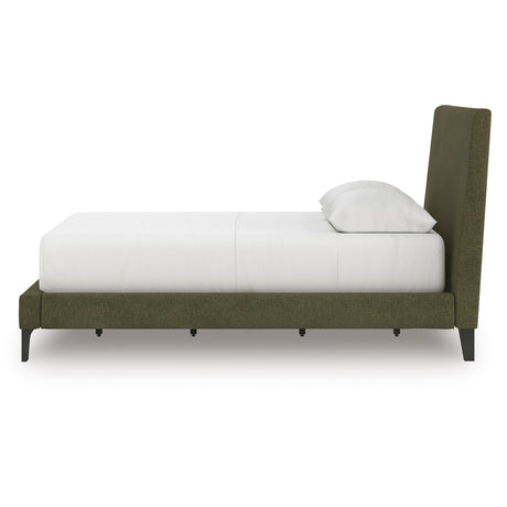 Chirason Sage Green Full Upholstered Bed with Mirrored Dresser, Nightstand and Wide Chest from Ashley Furniture - Luna Furniture