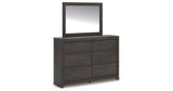 Fraluna Queen Panel Bed with Mirrored Dresser, Chest and Nightstand in Charcoal from Ashley Furniture - Luna Furniture