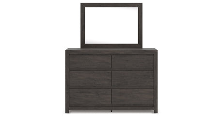 Fraluna King Panel Storage Bed with Mirrored Dresser and 2 Nightstands in Charcoal from Ashley - Luna Furniture