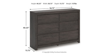 Fraluna Queen Panel Bed with Dresser in Charcoal from Ashley - Luna Furniture