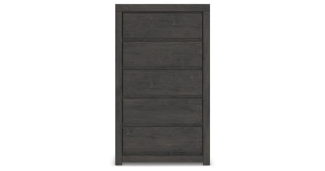 Fraluna Queen Panel Storage Bed with Mirrored Dresser, Chest and 2 Nightstands in Charcoal from Ashley Furniture - Luna Furniture