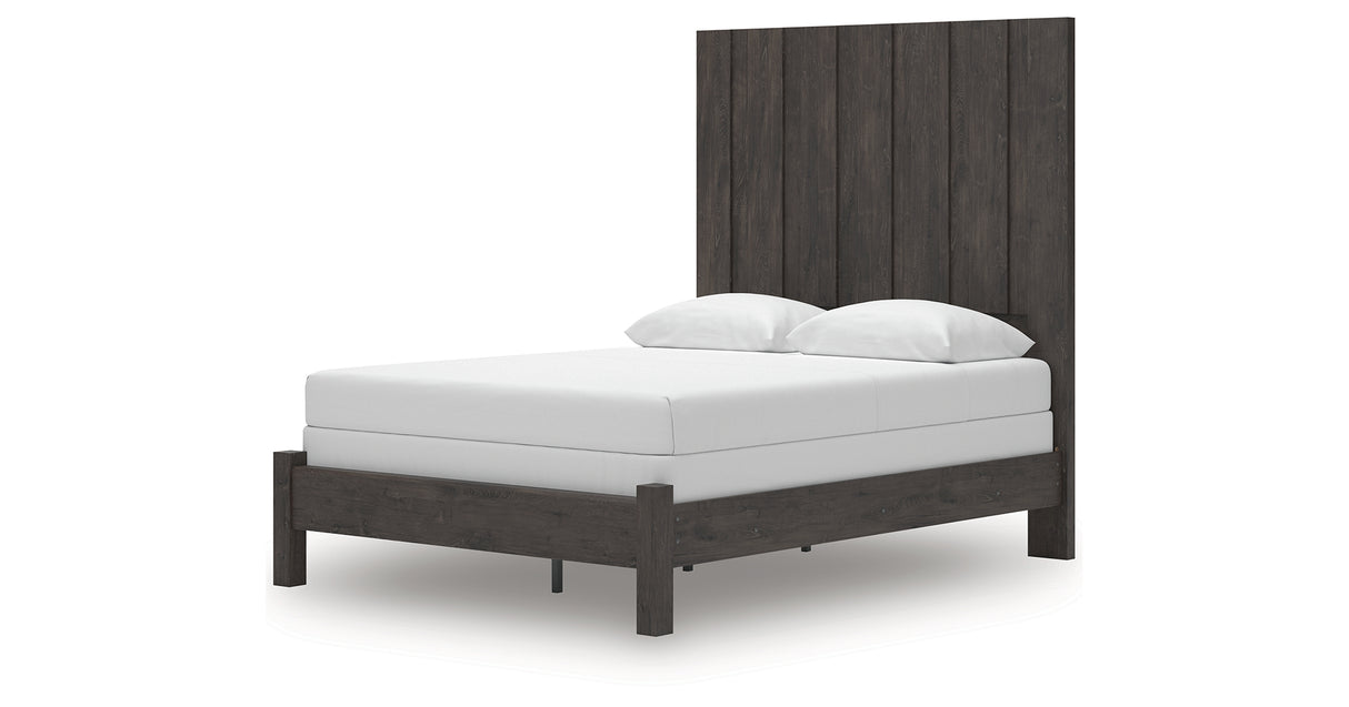 Fraluna Queen Panel Bed with Mirrored Dresser, Chest and 2 Nightstands in Charcoal from Ashley Furniture - Luna Furniture